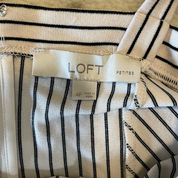 Loft Strappy Dress in Tan with thin black stripes - Picture 3 of 4
